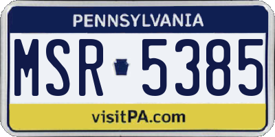 PA license plate MSR5385