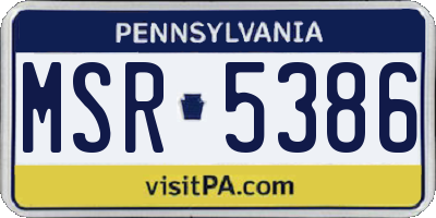 PA license plate MSR5386