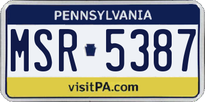 PA license plate MSR5387
