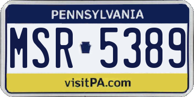 PA license plate MSR5389