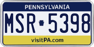 PA license plate MSR5398