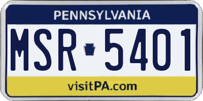 PA license plate MSR5401