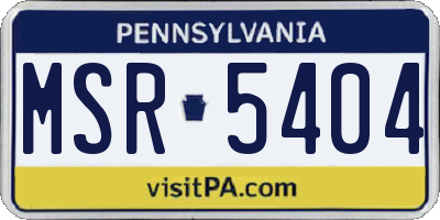 PA license plate MSR5404