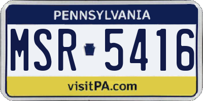 PA license plate MSR5416