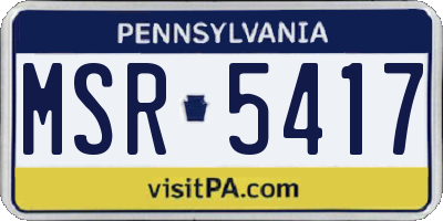 PA license plate MSR5417