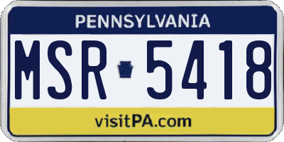 PA license plate MSR5418