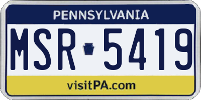 PA license plate MSR5419