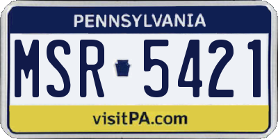 PA license plate MSR5421