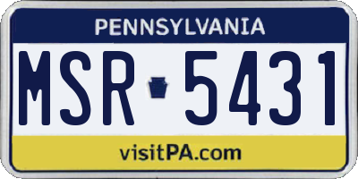 PA license plate MSR5431