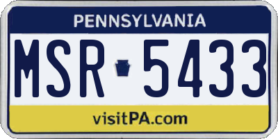 PA license plate MSR5433