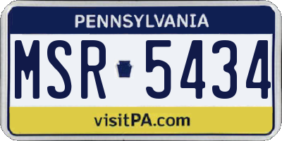 PA license plate MSR5434