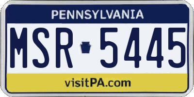 PA license plate MSR5445