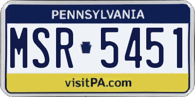 PA license plate MSR5451