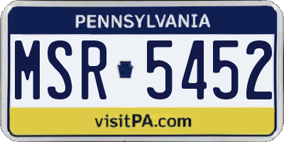 PA license plate MSR5452