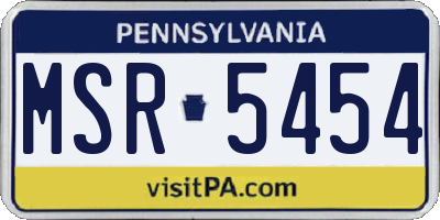 PA license plate MSR5454