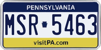 PA license plate MSR5463
