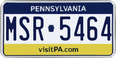 PA license plate MSR5464