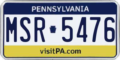 PA license plate MSR5476