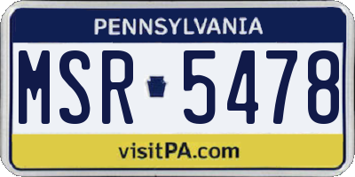 PA license plate MSR5478