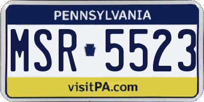 PA license plate MSR5523