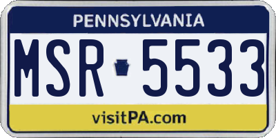 PA license plate MSR5533