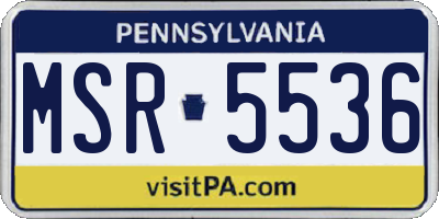 PA license plate MSR5536