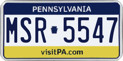 PA license plate MSR5547