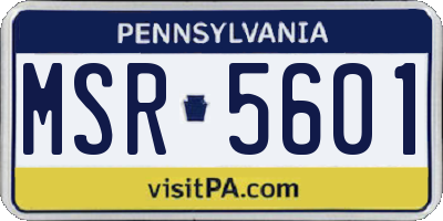 PA license plate MSR5601