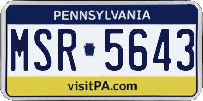 PA license plate MSR5643