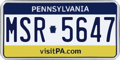 PA license plate MSR5647
