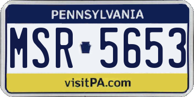 PA license plate MSR5653