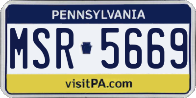 PA license plate MSR5669