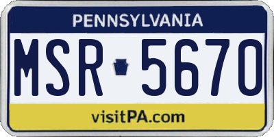 PA license plate MSR5670