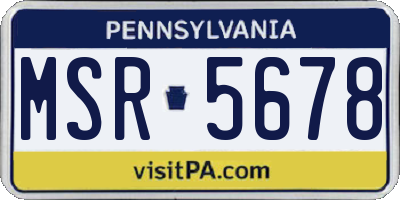 PA license plate MSR5678