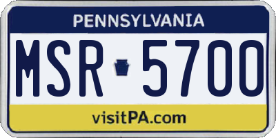 PA license plate MSR5700
