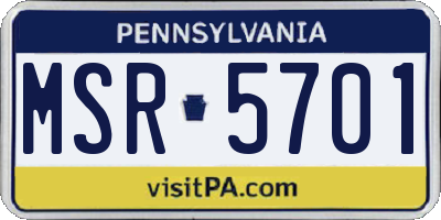 PA license plate MSR5701