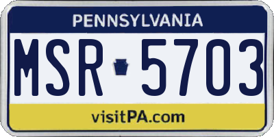 PA license plate MSR5703