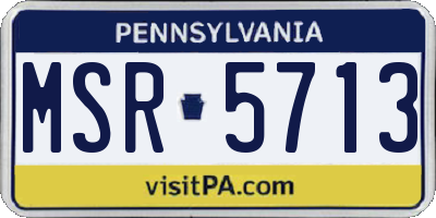 PA license plate MSR5713