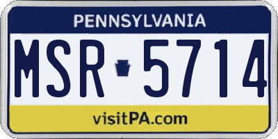 PA license plate MSR5714