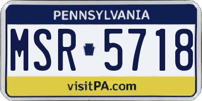 PA license plate MSR5718