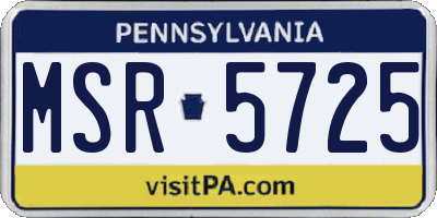 PA license plate MSR5725