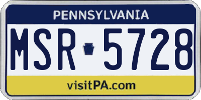PA license plate MSR5728
