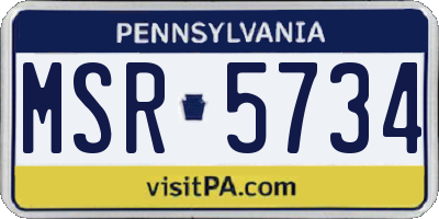 PA license plate MSR5734