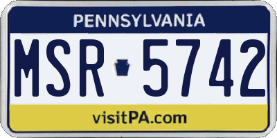 PA license plate MSR5742