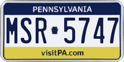 PA license plate MSR5747