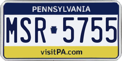 PA license plate MSR5755