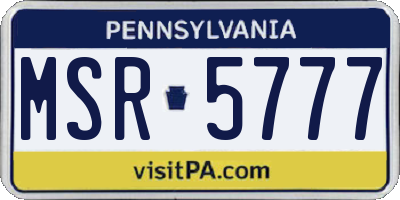 PA license plate MSR5777