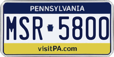 PA license plate MSR5800