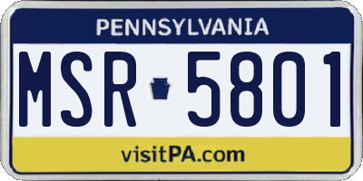 PA license plate MSR5801