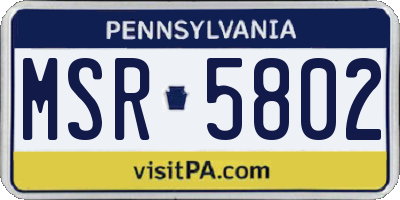 PA license plate MSR5802